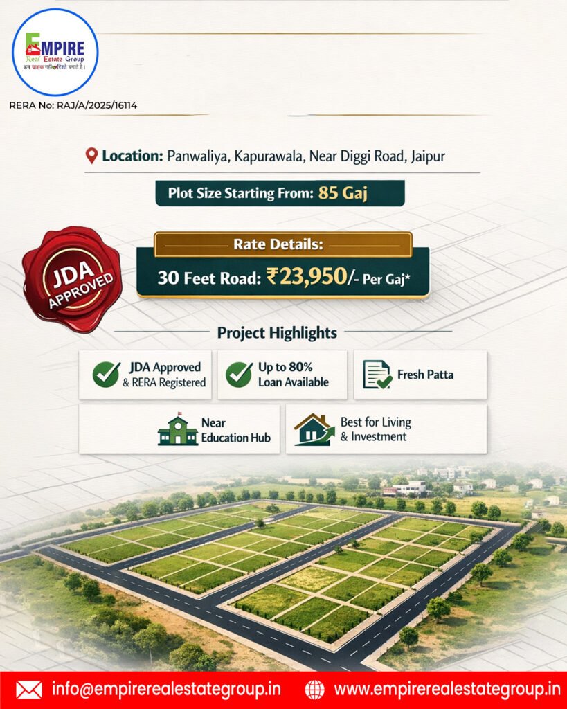 JDA Approved Plots Near Panwaliya, Kapurawala near Diggi Road, Jaipur
